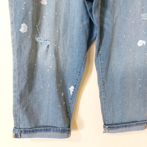 Lane Bryant NWT Light Wash Paint Splatter Signature Fit Boyfriend Capri Jeans 18 - Picture 5 of 15